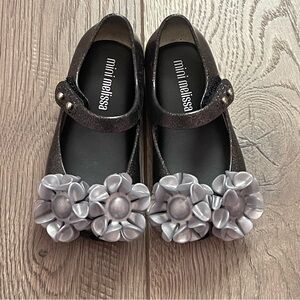 Mini Melissa Ultragirl Springtime Glitter Black Infant Toddler Size 6 Shoes